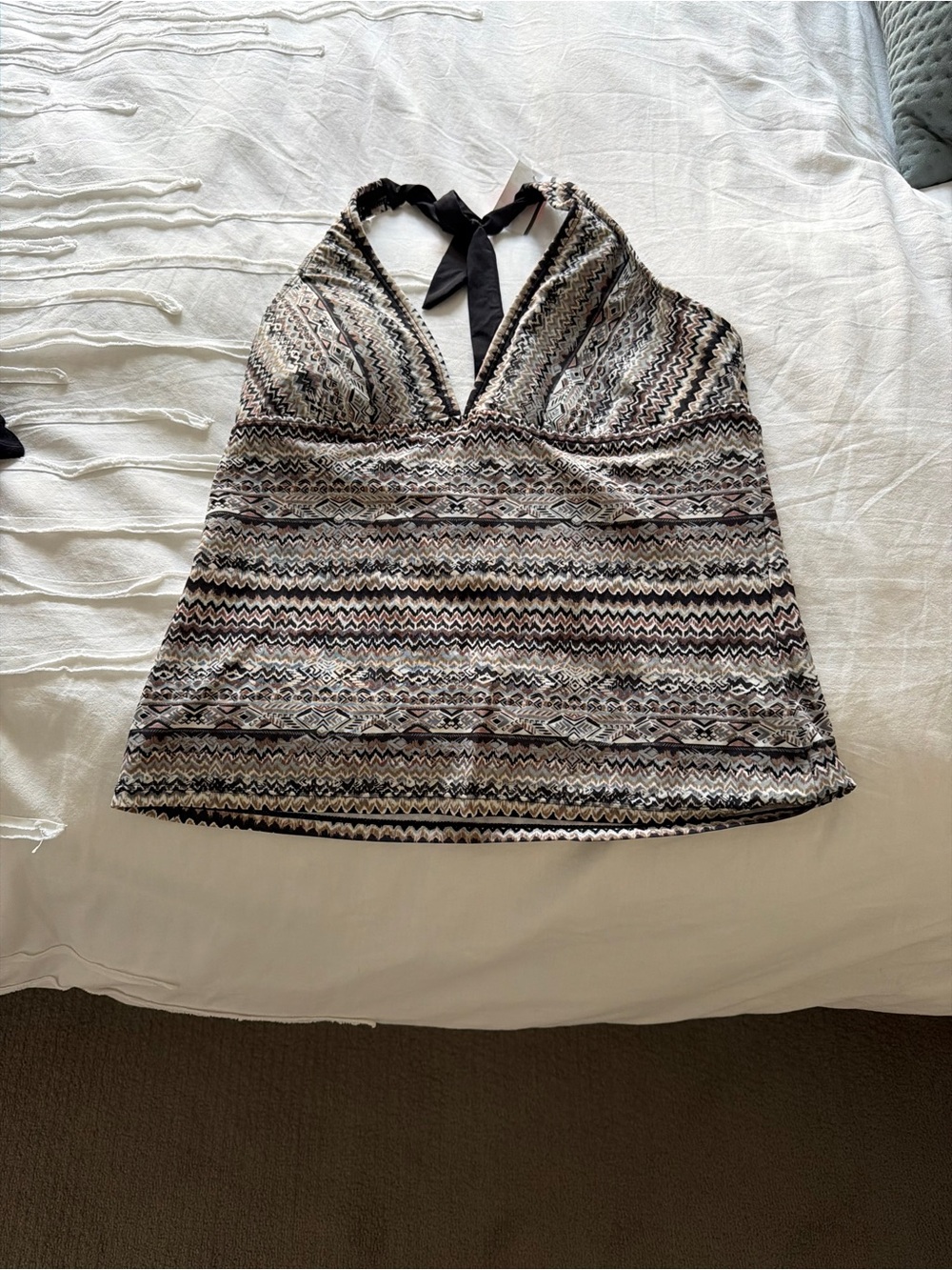 Athleta Halter Camisole Top - Black & Cream Aztec Print